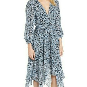 100% Silk Nordstorm Signature Blue floral Dress